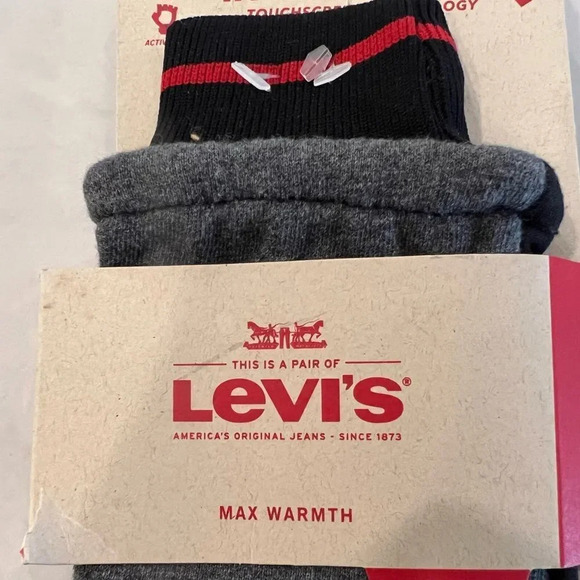 Levi’s  Mens Navy Blue Sherpa Beanie & Levi’s Touch Screen Gray Gloves NWT - Picture 8 of 15
